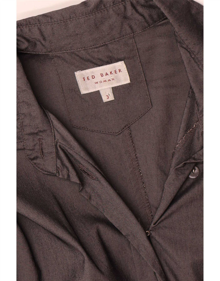 Ted Baker Robe chemise à manches longues pour femme Taille 3 Acétate gris moyen