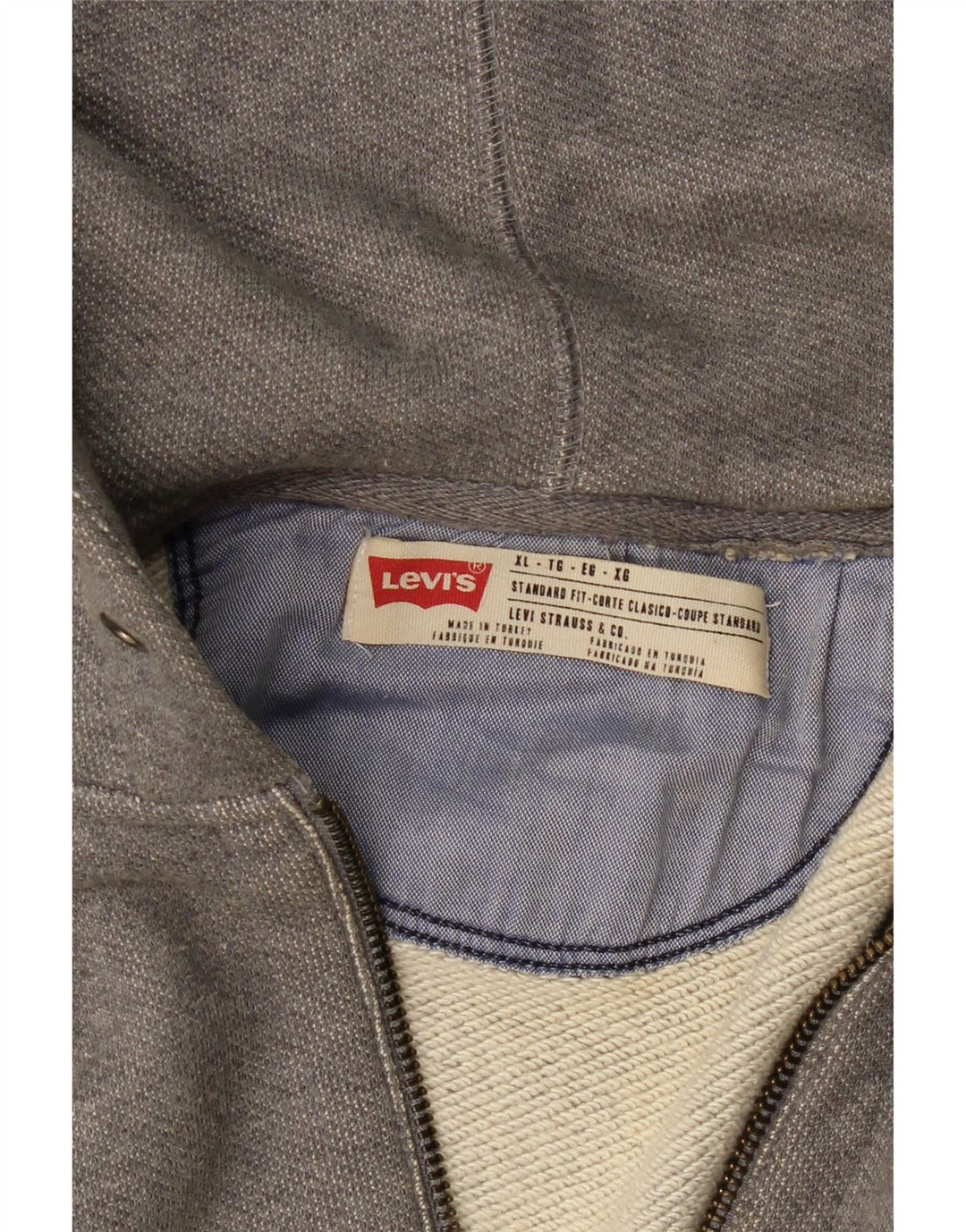 LEVI'S Sweat à Capuche Zippé Coupe Standard Homme XL Gris
