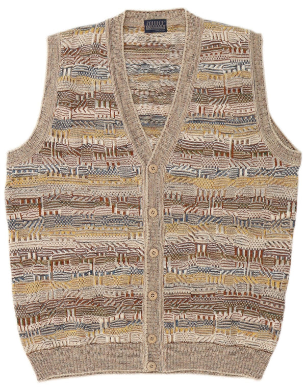 College By Marcazzani Cardigan pour homme IT 52 Large Beige Géométrique