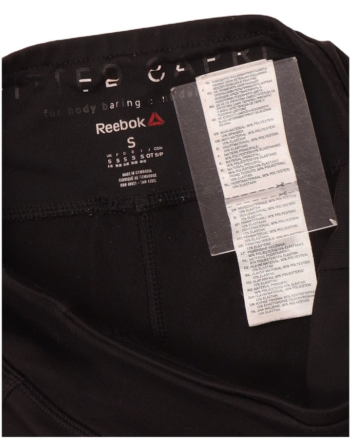 Reebok Leggings Capri Femme UK 8/10 Petit Noir Polyester