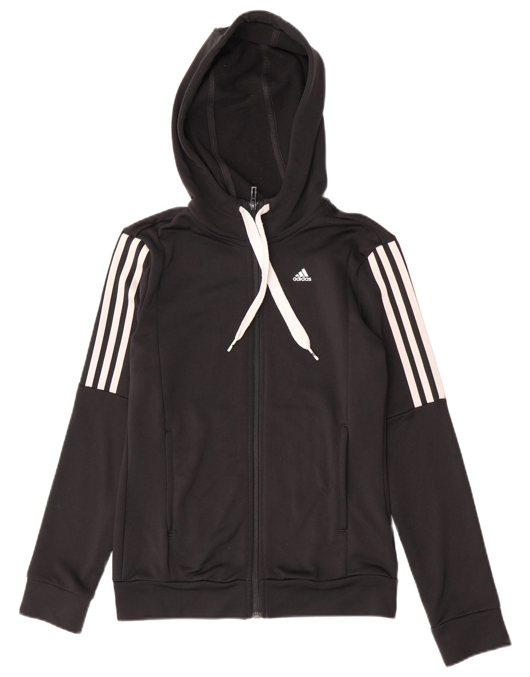Adidas Pull à capuche zippé pour femme UK 8/10 Petit Noir Polyester