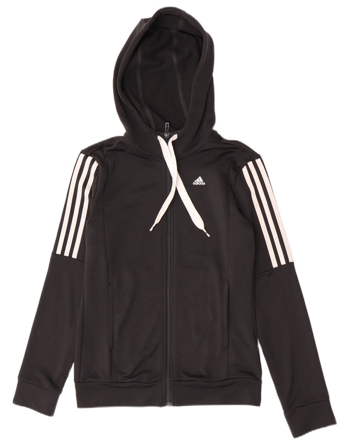 Adidas Pull à capuche zippé pour femme UK 8/10 Petit Noir Polyester