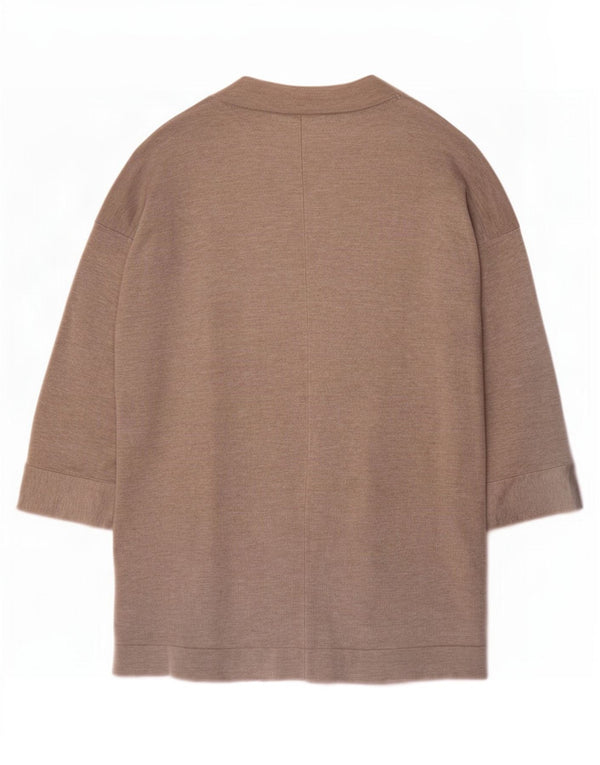 Zara Cardigan ouvert à manches 3/4 pour femme UK 14 Viscose beige moyen