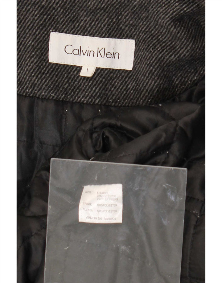 Calvin Klein Veste utilitaire pour homme UK 40 Grande laine à fines rayures grises