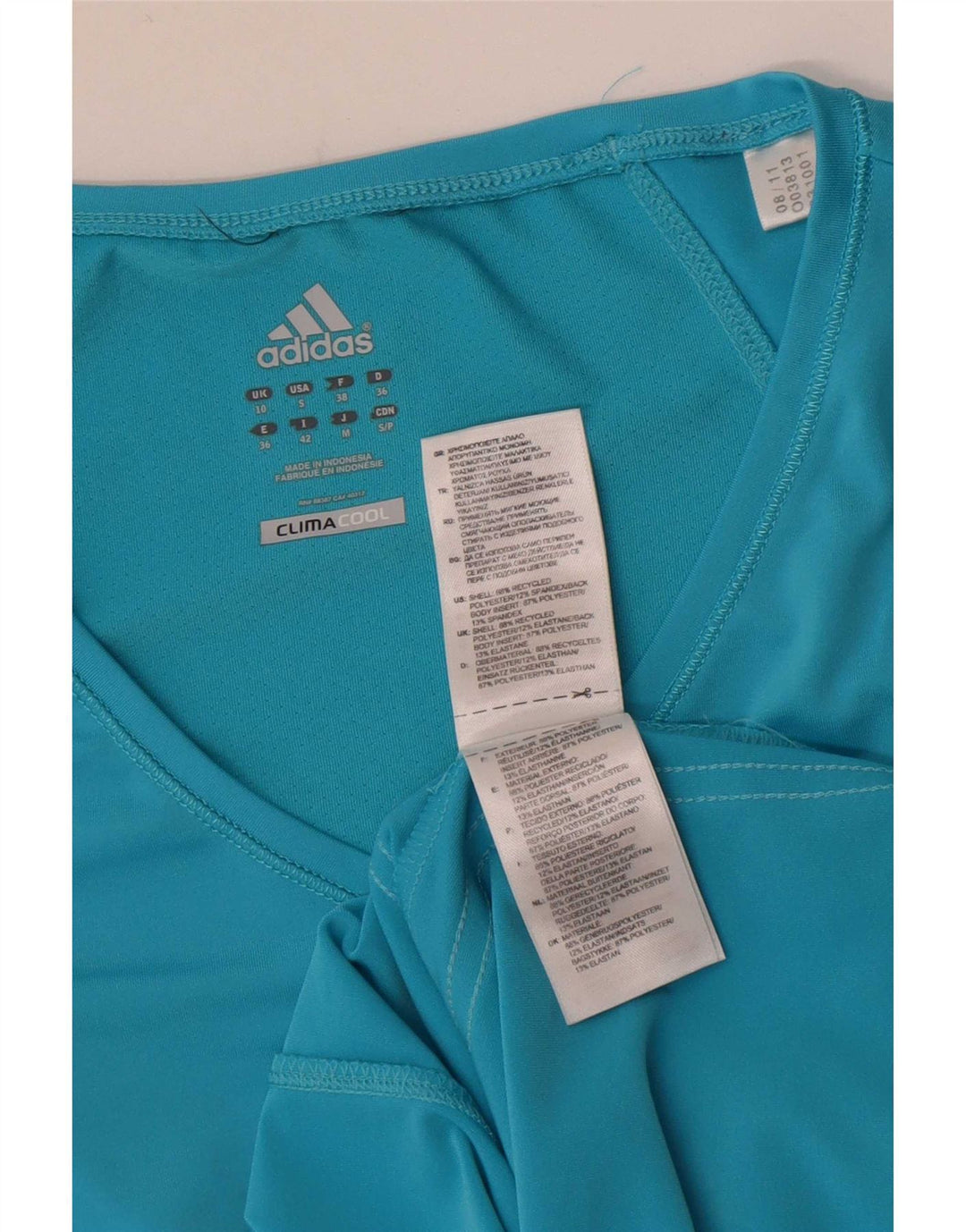 Adidas Femmes Climacool T-Shirt Top UK 10 Petit Bleu Polyester