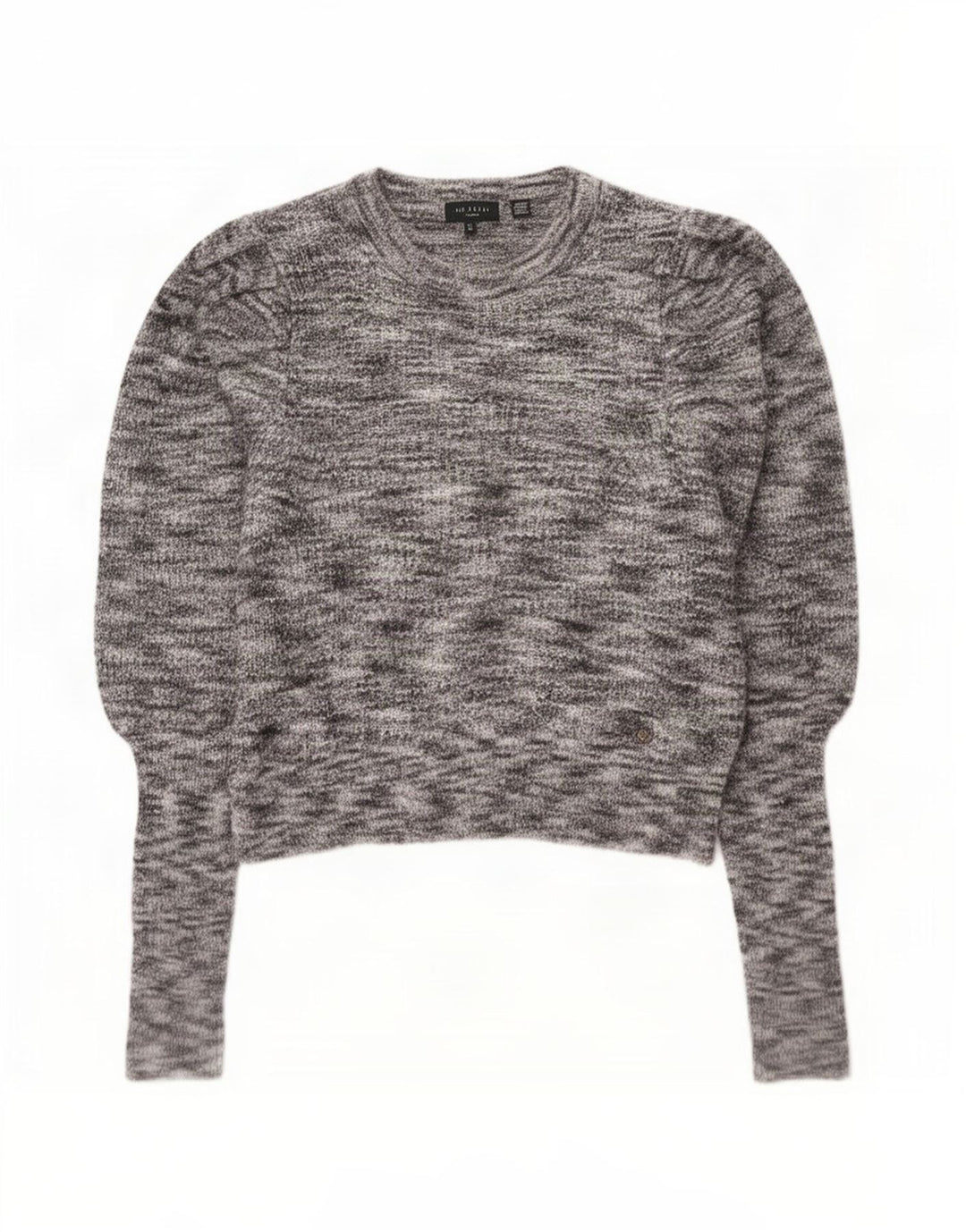 Ted Baker Pull court à col bateau pour femme Taille 2 Petit Gris Moucheté