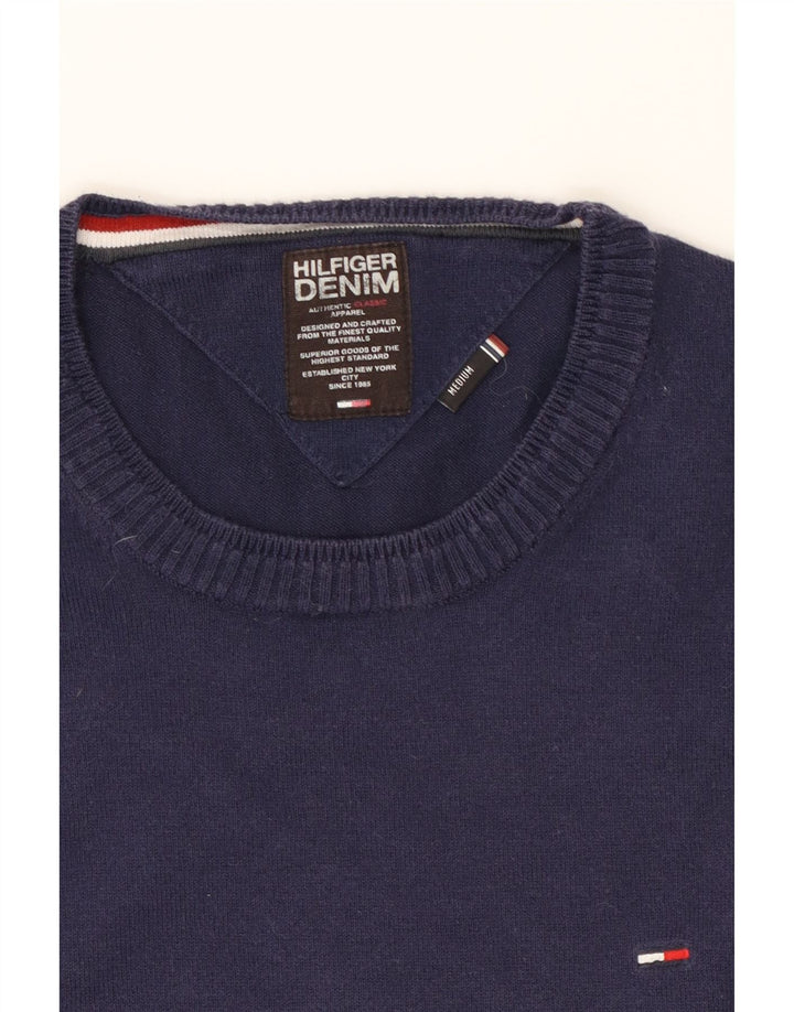 TOMMY HILFIGER Mens Crew Neck Jumper Sweater Medium Navy Blue Cotton Vintage Tommy Hilfiger and Second-Hand Tommy Hilfiger from Messina Hembry 
