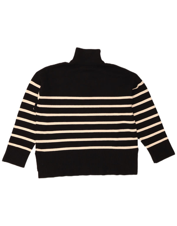 Zara Pull ample à col zippé pour femme UK 14 Noir moyen rayé