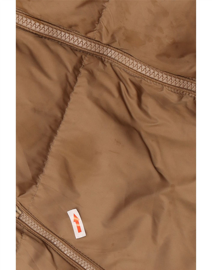 Zara Manteau rembourré à capuche pour femme UK 16 Large Marron Polyamide