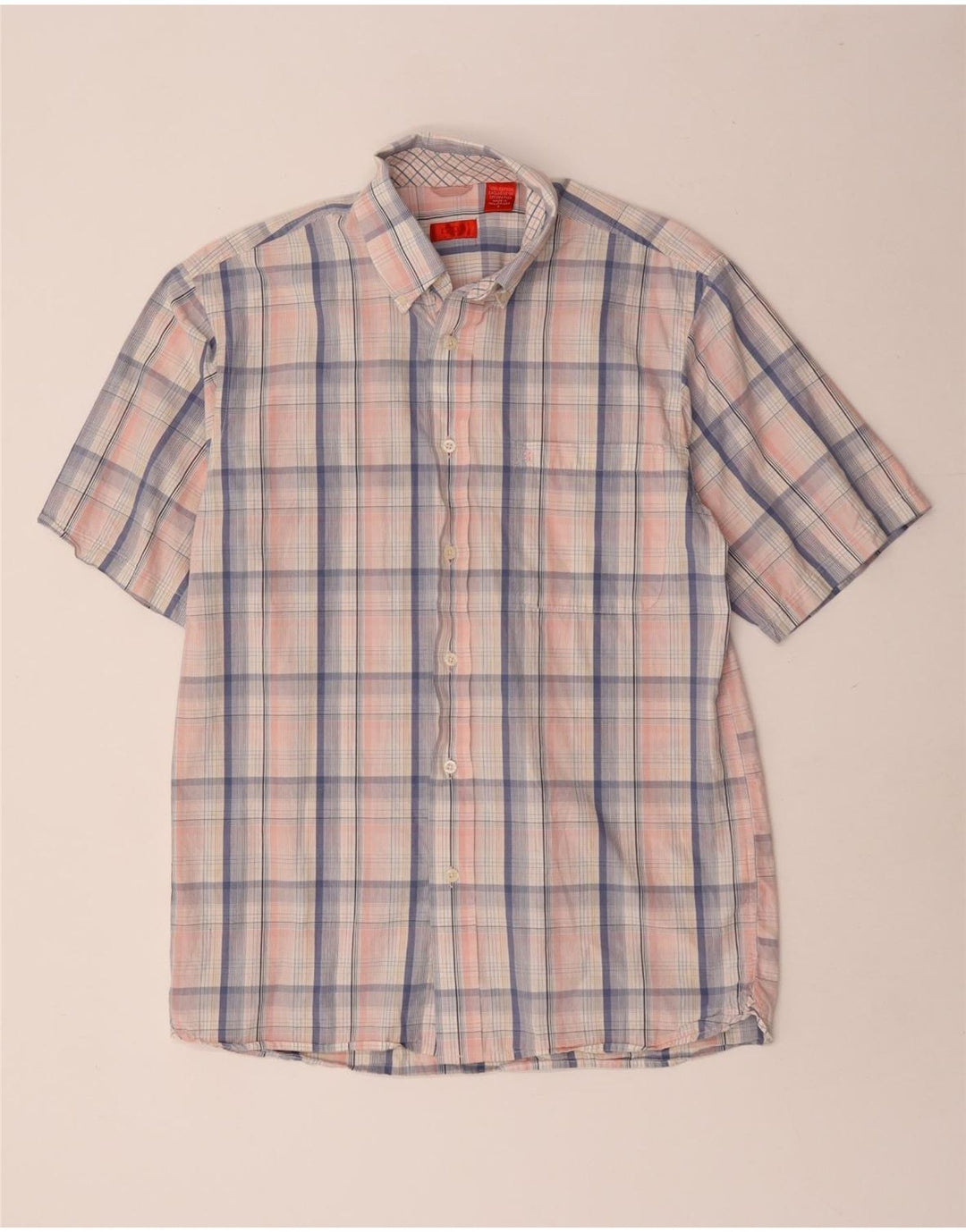IZOD Chemise à Manches Courtes Homme Petit Carreau Rose Coton