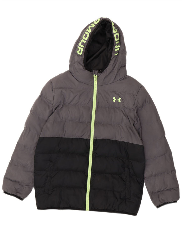 Under Armour Veste matelassée à capuche graphique pour garçon 12-13 ans Gris Colorblock