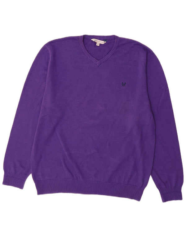 Crew Clothing Pull col V pour Homme XL Violet Coton