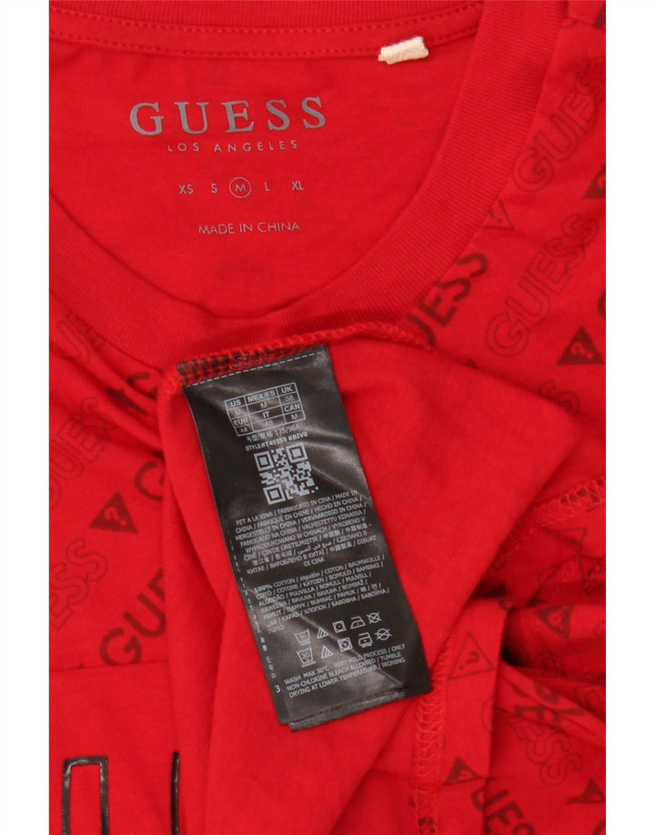 GUESS T-Shirt Graphique Homme Rouge Moyen Coton