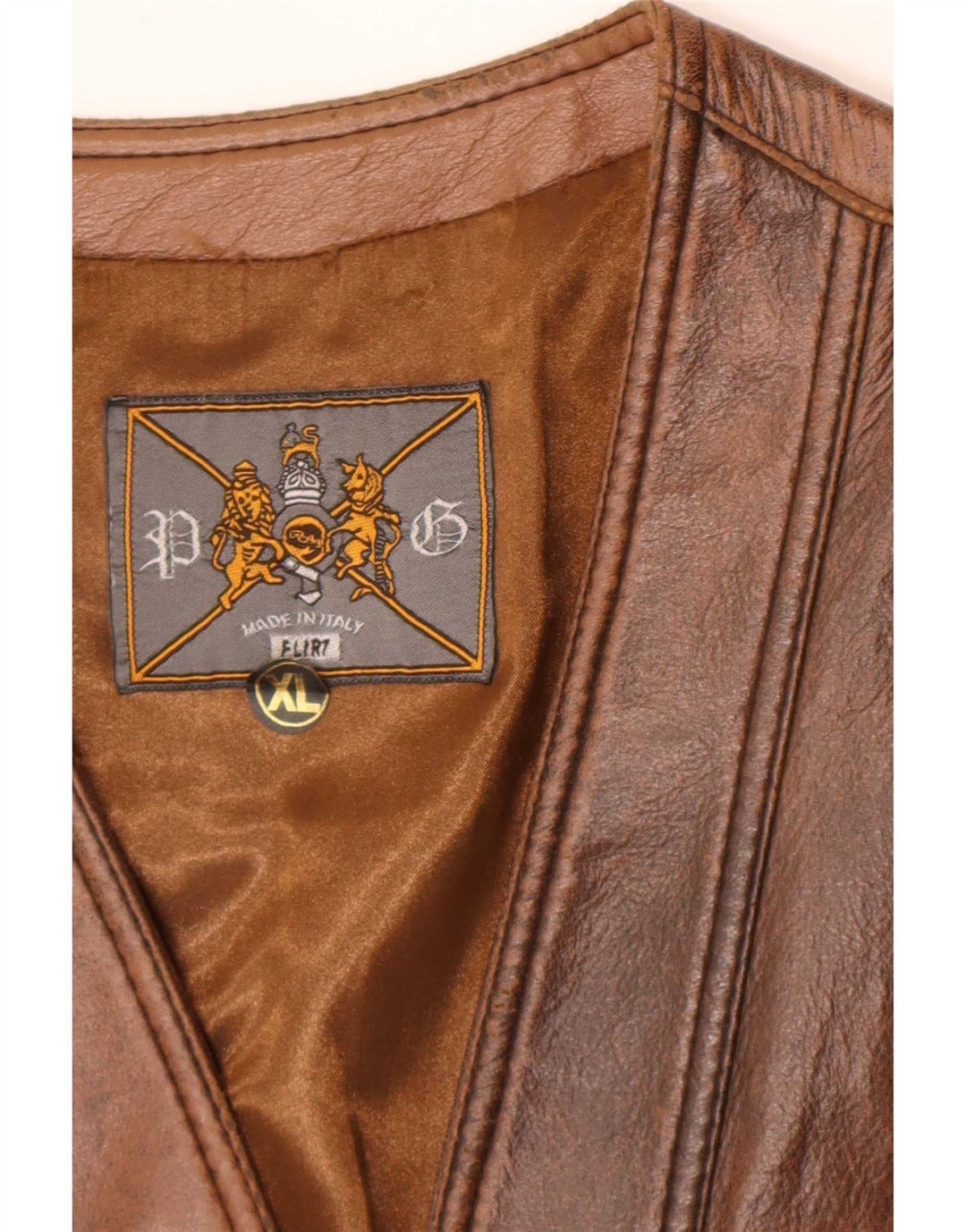gilet en cuir homme vintage XL Marron