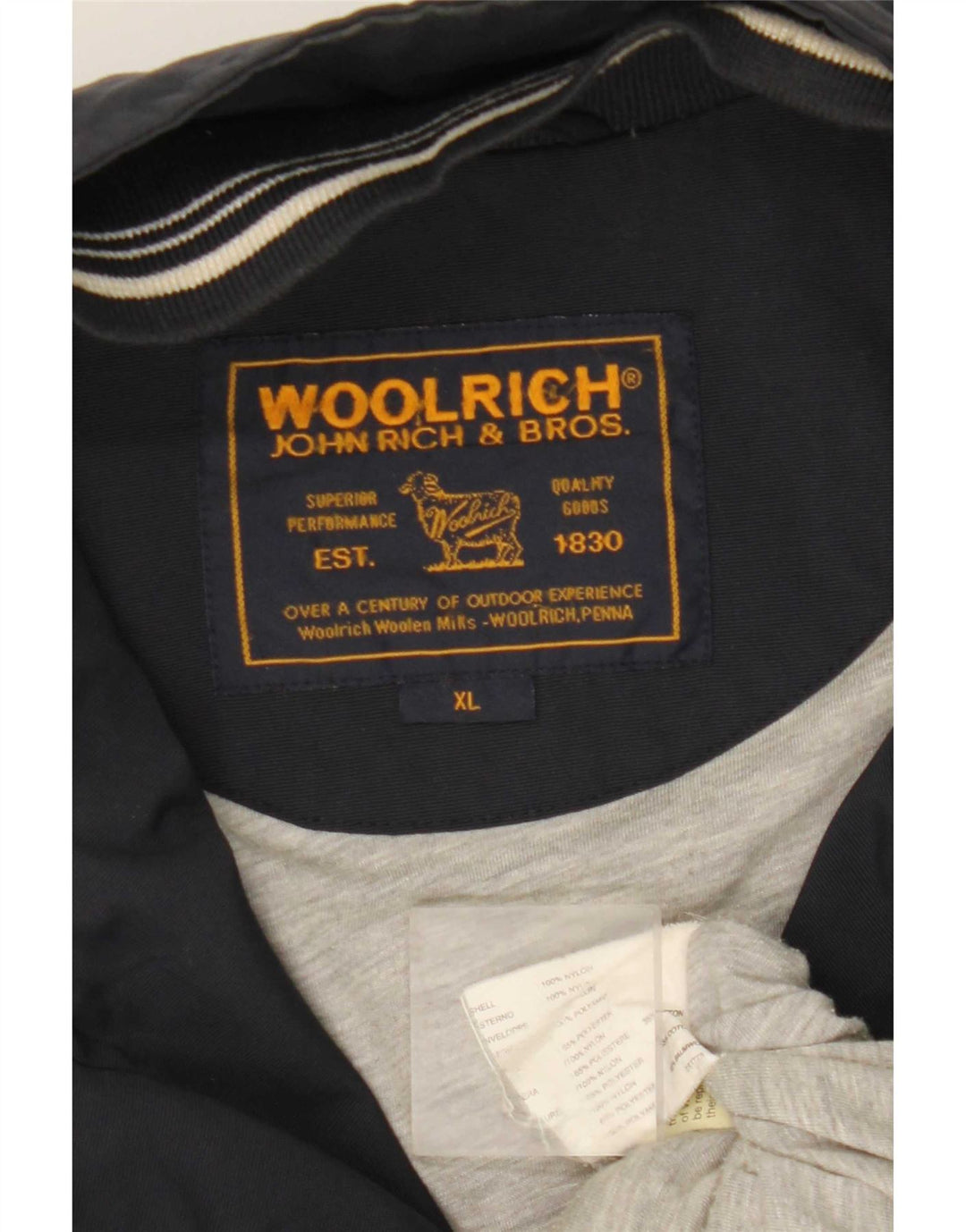 Woolrich Veste de survêtement pour homme XL en nylon bleu marine