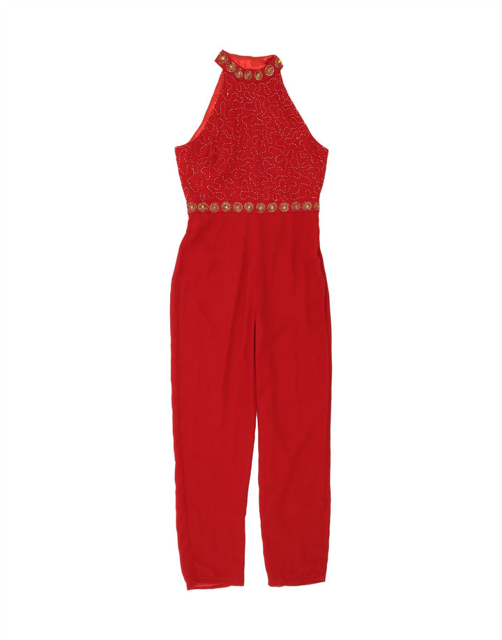 VIRGOS LOUNGE Womens Sleeveless Jumpsuit UK 12 Medium  Red Vintage Virgos Lounge and Second-Hand Virgos Lounge from Messina Hembry 