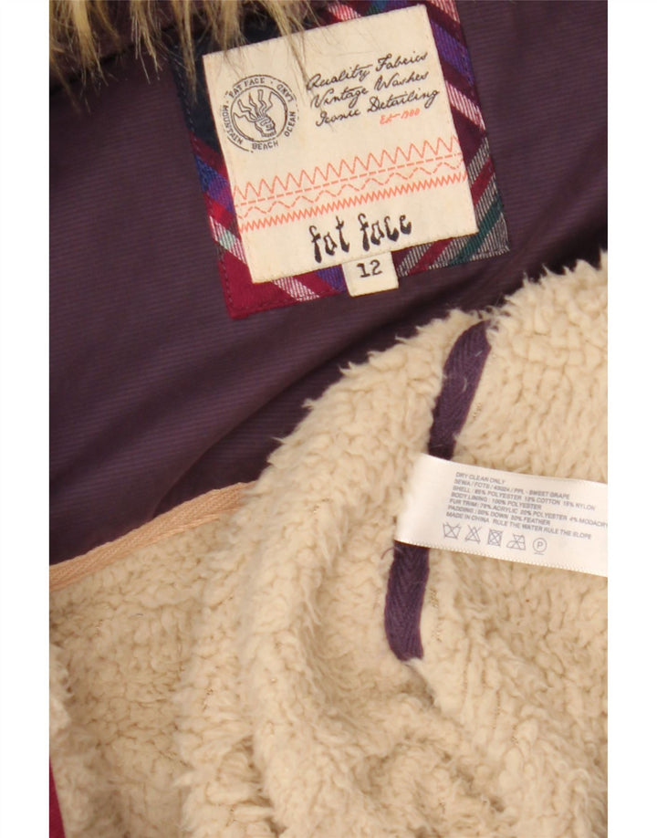 Fat Face Gilet rembourré à capuche pour femme UK 12 Violet moyen Polyester