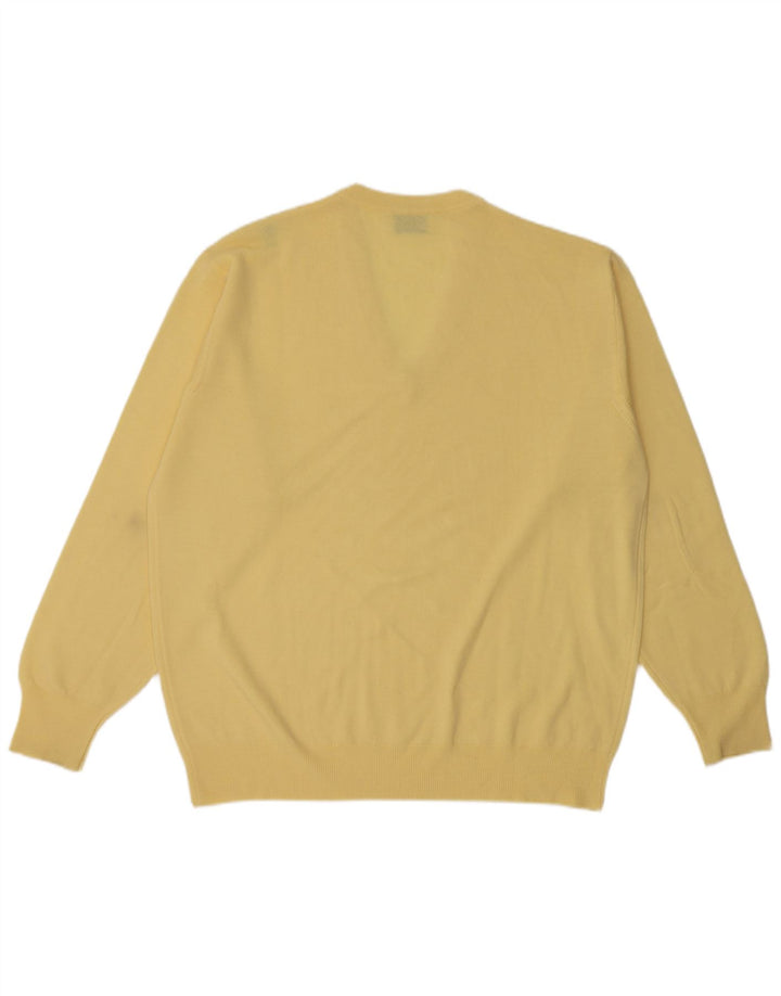 Erin Pull col V pour homme en laine vierge jaune Large