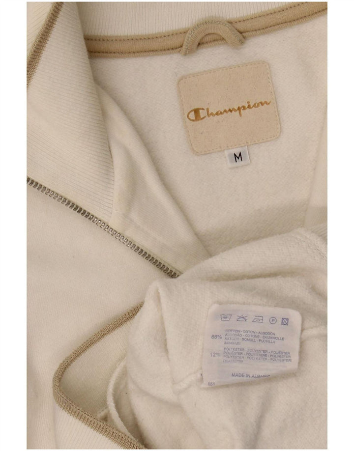 Champion Sweat-shirt à col zippé pour femme UK 14 Coton blanc moyen