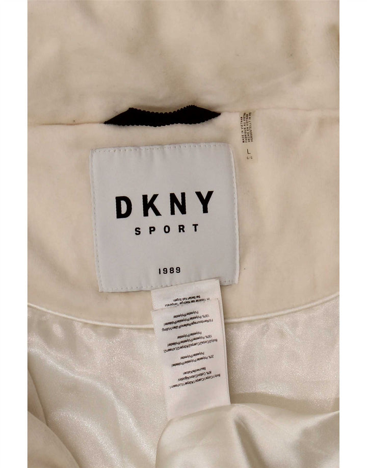 Dkny Veste matelassée graphique pour femme UK 16 Grand coton blanc