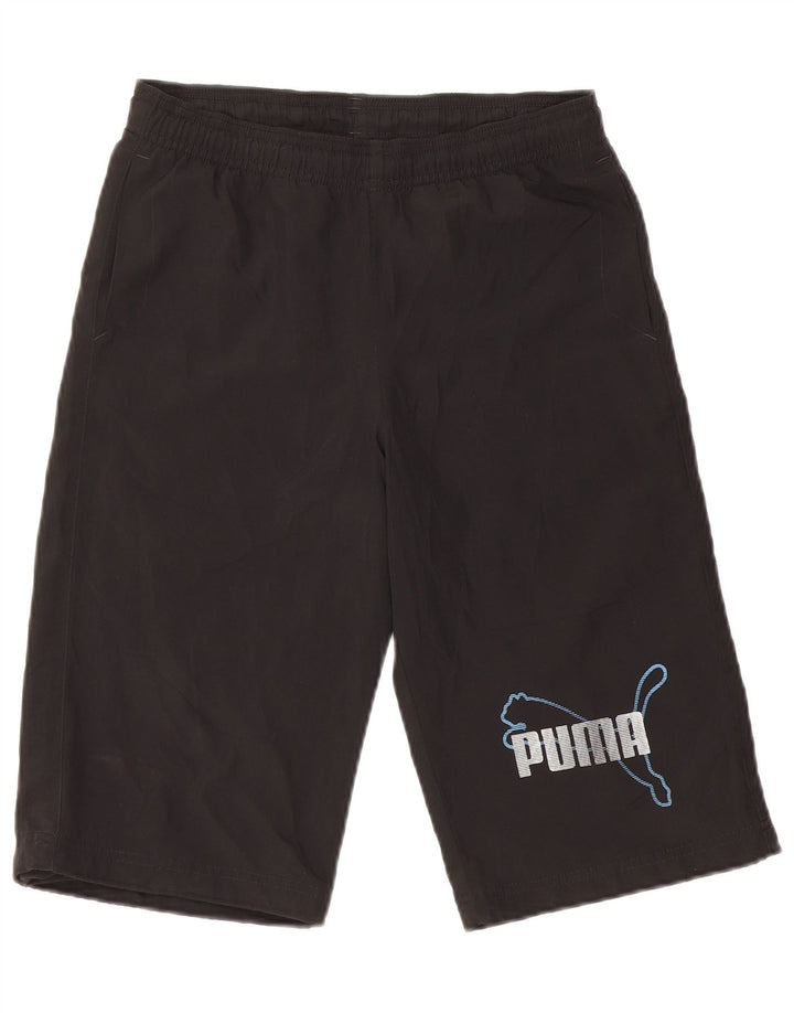 Puma Short de Sport Graphique Garçon 11-12 Ans Noir Polyester