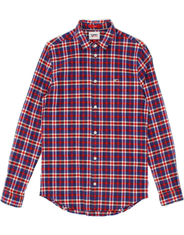 TOMMY HILFIGER Mens Slim Fit Shirt Medium Blue Check Cotton Vintage Tommy Hilfiger and Second-Hand Tommy Hilfiger from Messina Hembry 