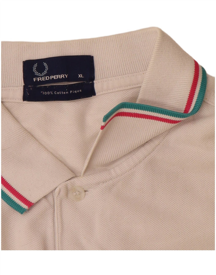 Fred Perry Polo Homme XL Blanc Rayé Coton
