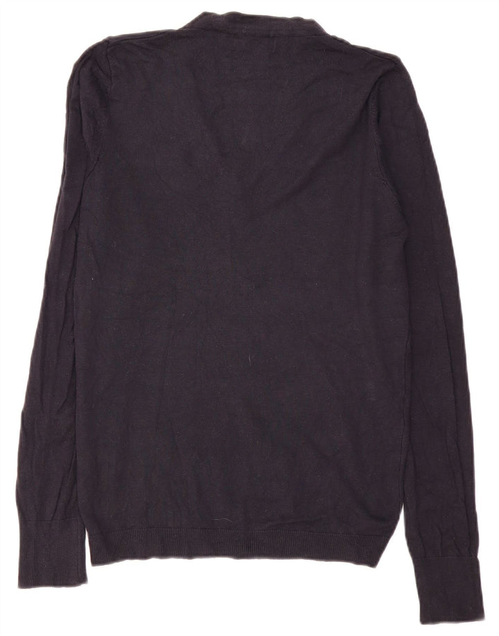 Zara Pull Col V Homme Bleu Marine Moyen
