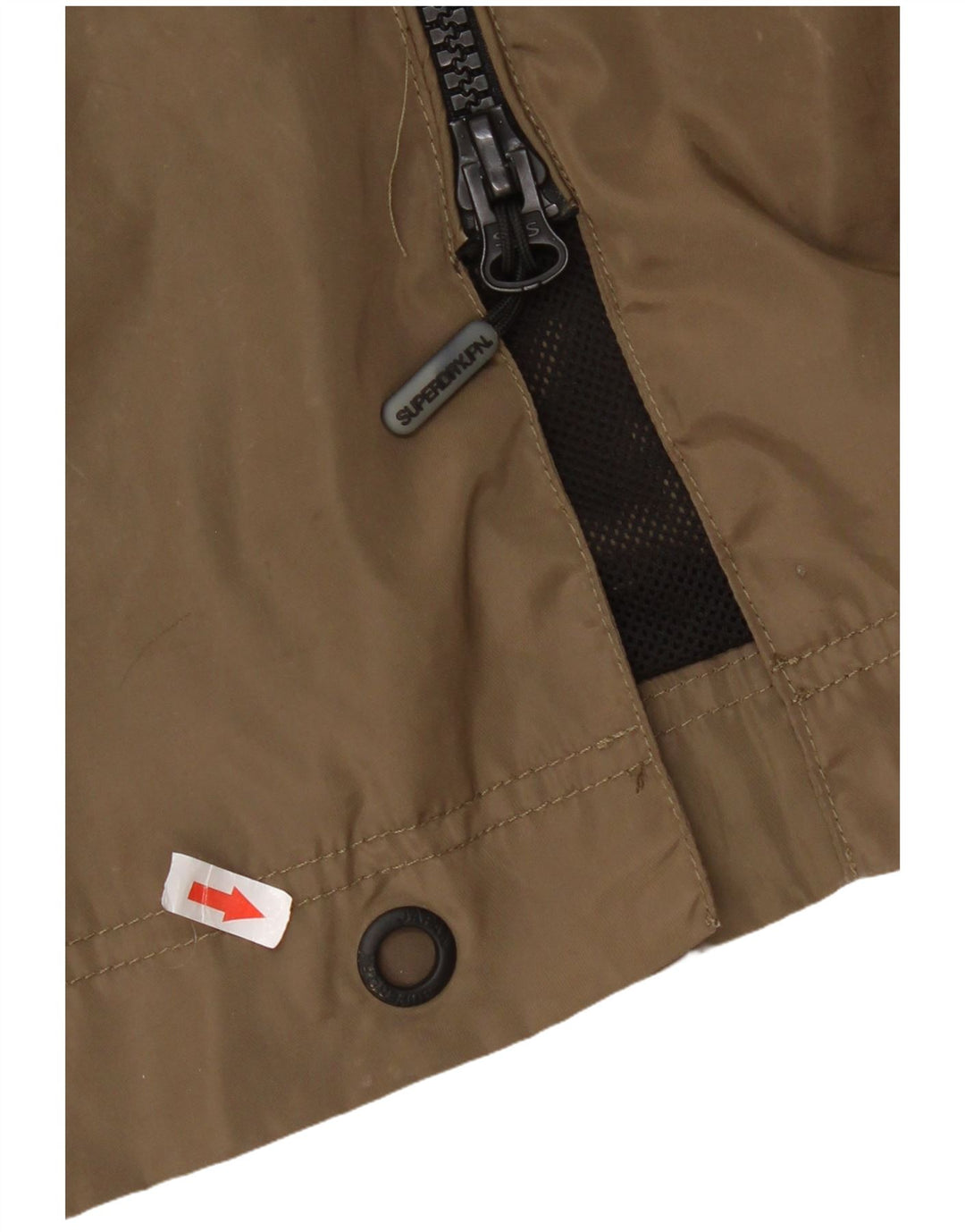 Superdry Veste de pluie à capuche pour femme UK 14 Large Kaki Polyester
