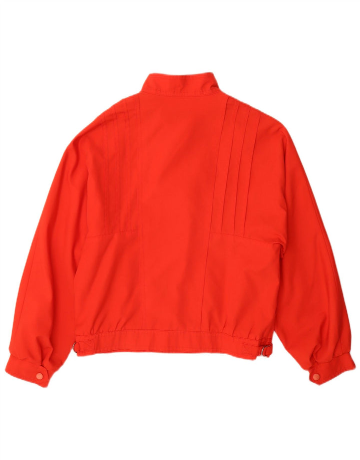 vintage Femme Double Breasted Bomber Jacket UK 12 Polyester Rouge Moyen