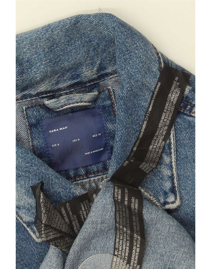 Zara Veste en jean vieilli pour homme UK 38 Bleu moyen Coton