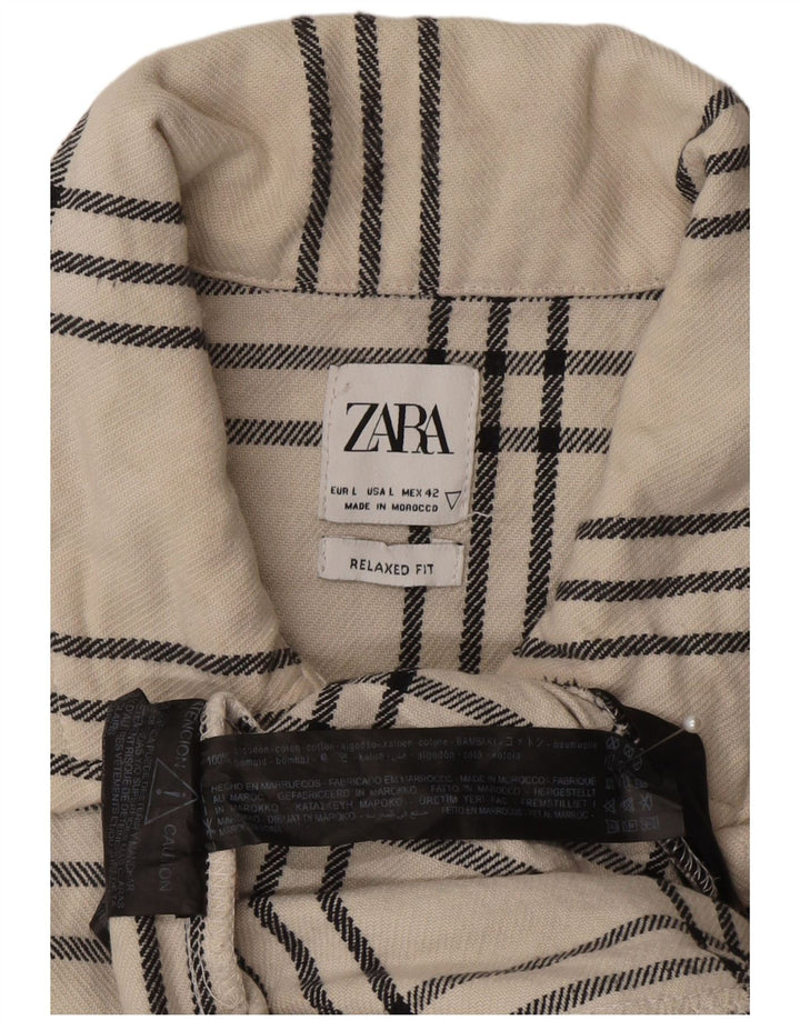 Zara Homme Surchemise Coupe décontractée Chemise en flanelle Grand carreaux blancs en coton