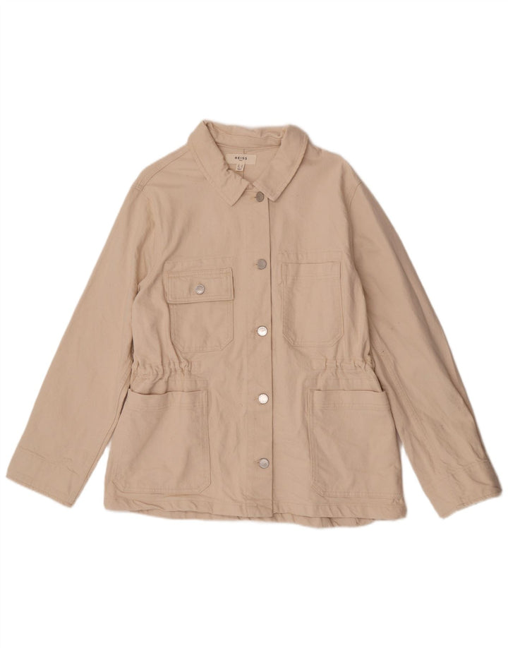 Reiss Veste utilitaire en jean pour femme UK 14 Medium Off White Coton