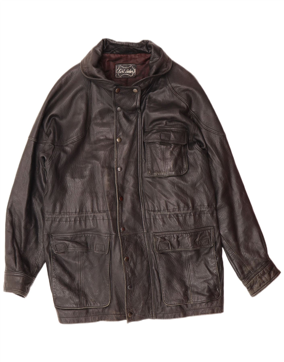 VINTAGE Veste en cuir homme UK 40 Grand cuir noir