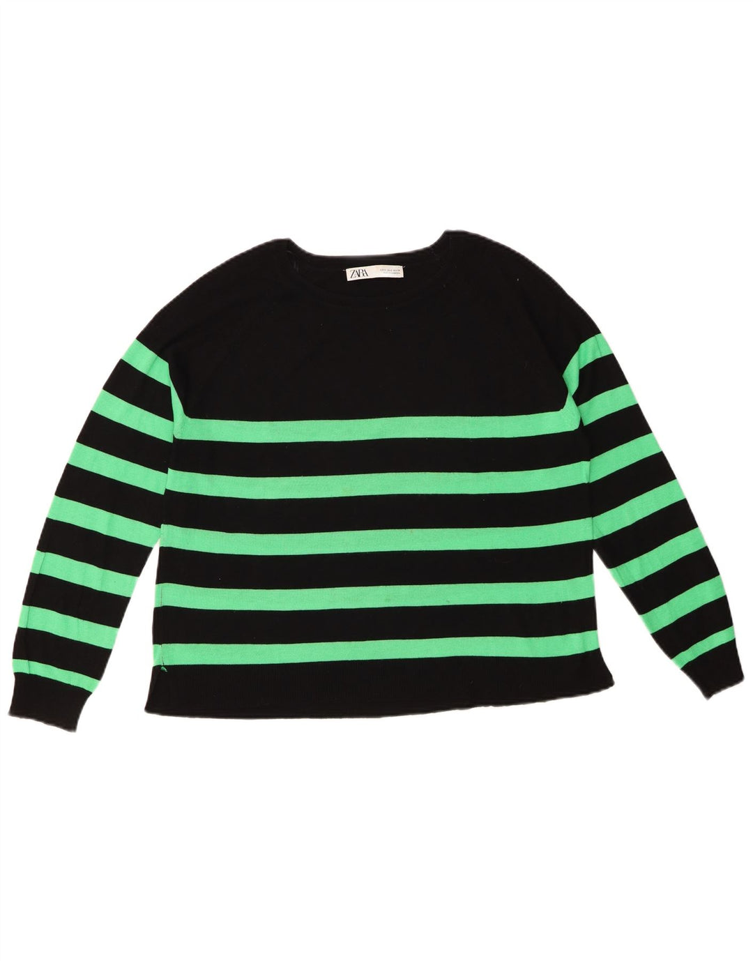 Zara Pull col bateau pour femme UK 10 Petite viscose rayée noire