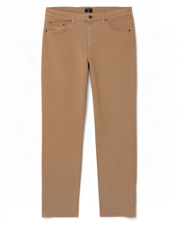 Gant Pantalon décontracté droit régulier pour homme W34 L32 Beige Coton