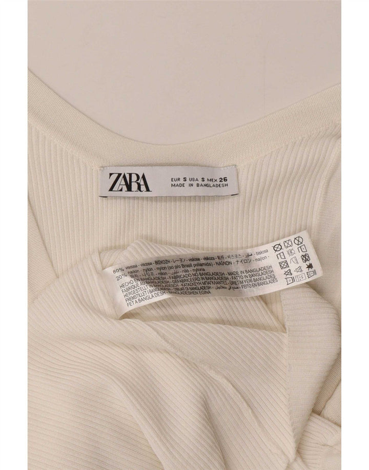 Zara Femme Débardeur UK 8 Petit Viscose Blanc