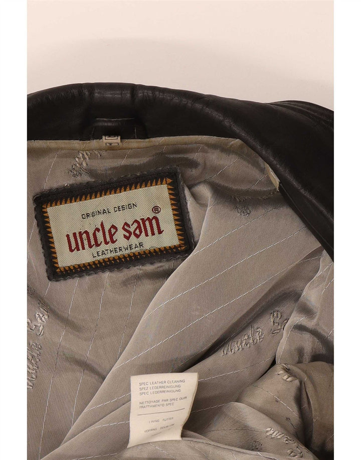 Oncle Sam Gilet en cuir pour homme Grand cuir noir