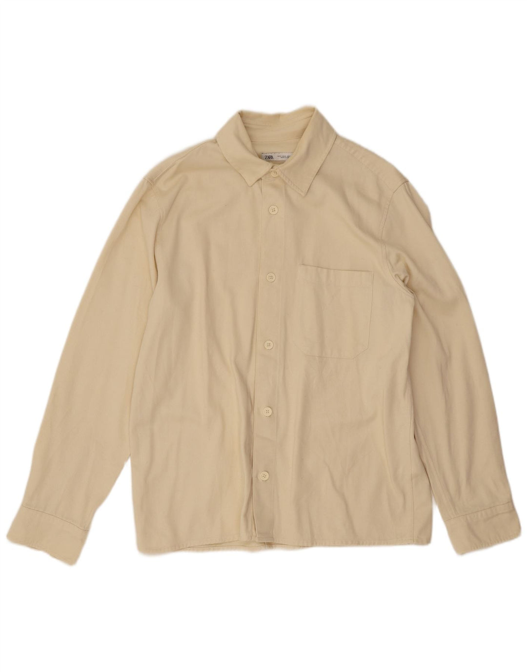 Chemise Zara Homme Coton Beige Moyen