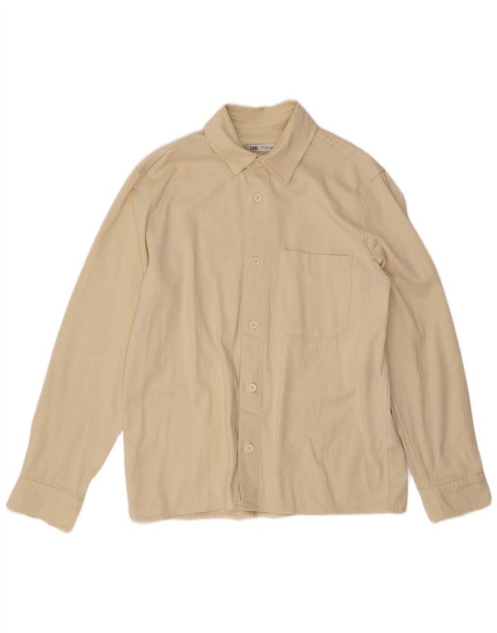 Chemise Zara Homme Coton Beige Moyen