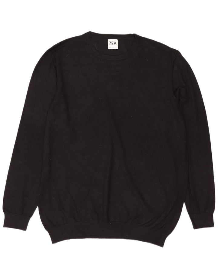 ZARA Pull Col Rond Homme Noir Moyen Viscose