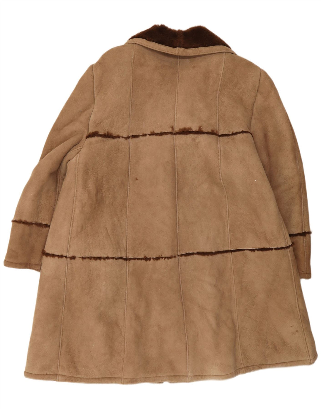 manteau en peau de mouton vintage femme UK 16 Grand Beige
