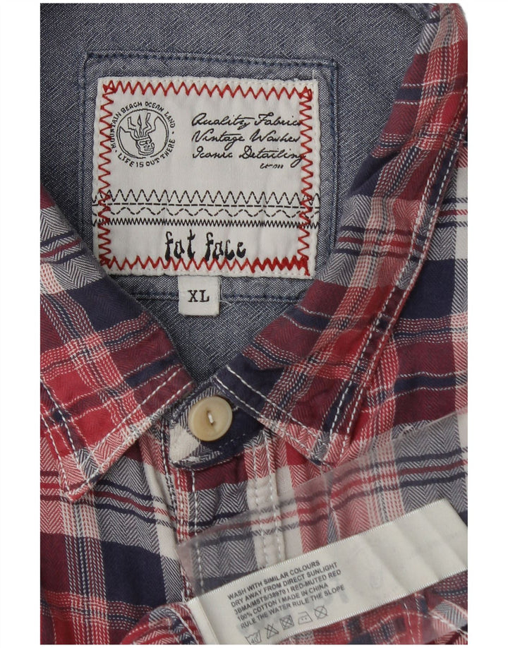 FAT FACE Chemise Flanelle Homme XL Rouge Carreaux Coton