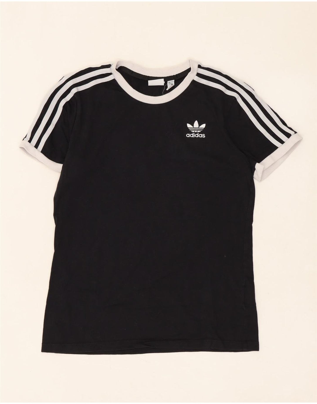 Adidas T-Shirt Femme Top UK 8 Petit Noir Coton