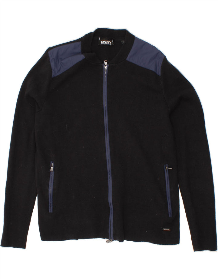DKNY Mens Cardigan Sweater Medium Black Cotton Vintage Dkny and Second-Hand Dkny from Messina Hembry 