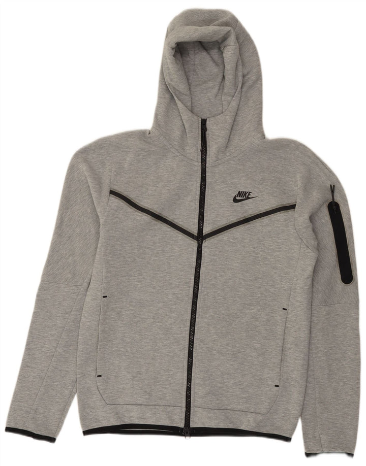 Nike Pull à capuche zippé pour homme Petit coton moucheté gris