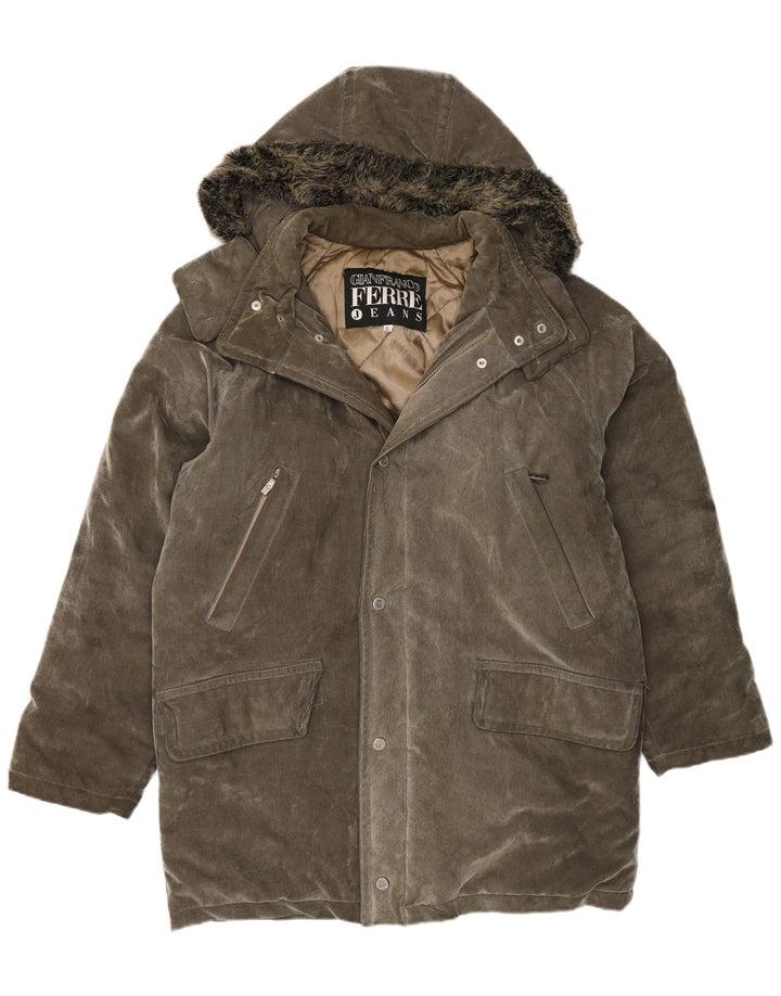 Gianfranco Ferre Veste Parka à capuche pour homme UK 40 Large Gris