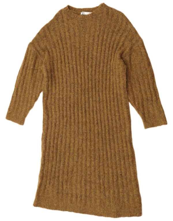 ZARA Robe pull surdimensionnée pour femme UK 14 Medium Khaki Nylon