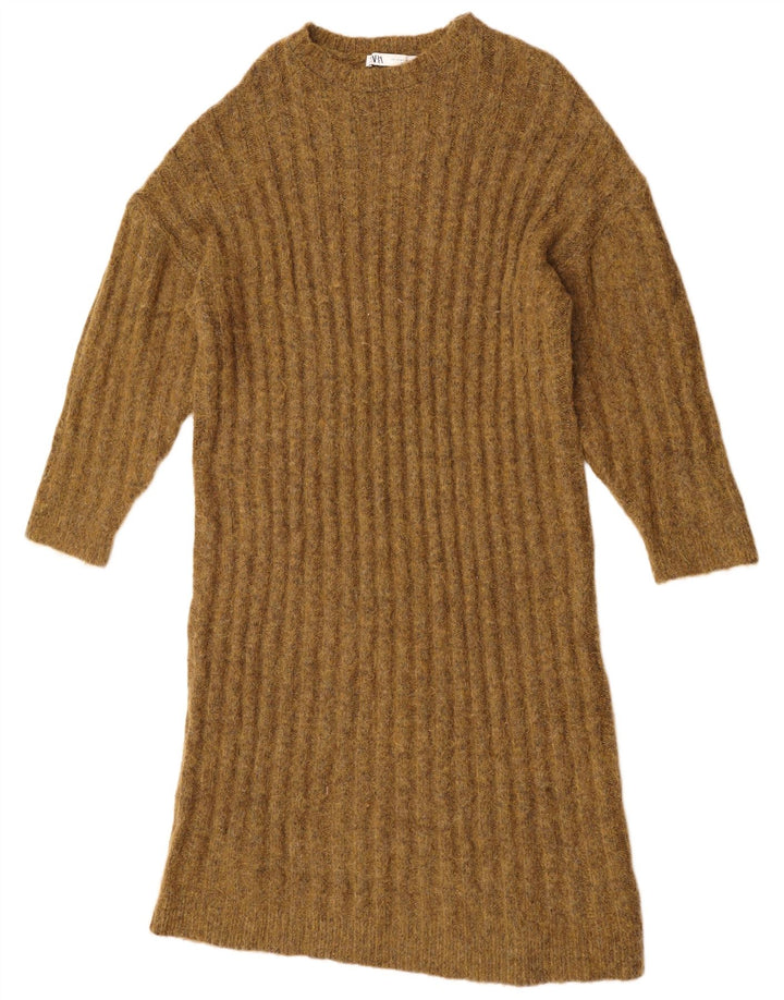 ZARA Robe pull surdimensionnée pour femme UK 14 Medium Khaki Nylon