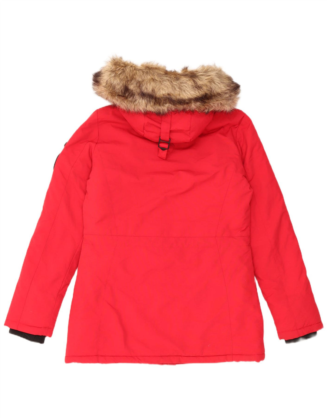 Superdry Veste Parka surdimensionnée à capuche pour femme UK 10 Petit nylon rouge